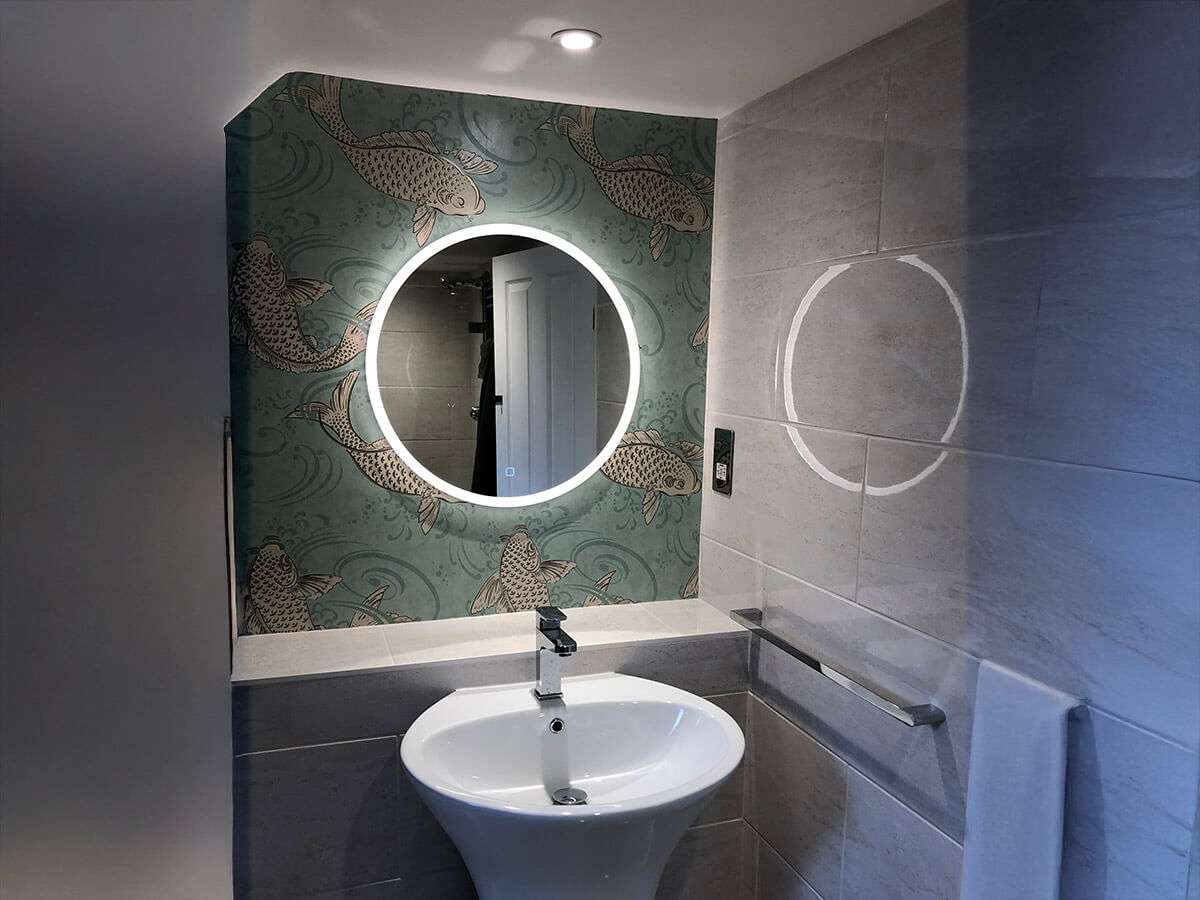 Bathroom renovation electrics and LED mirror installed by LH Electrical