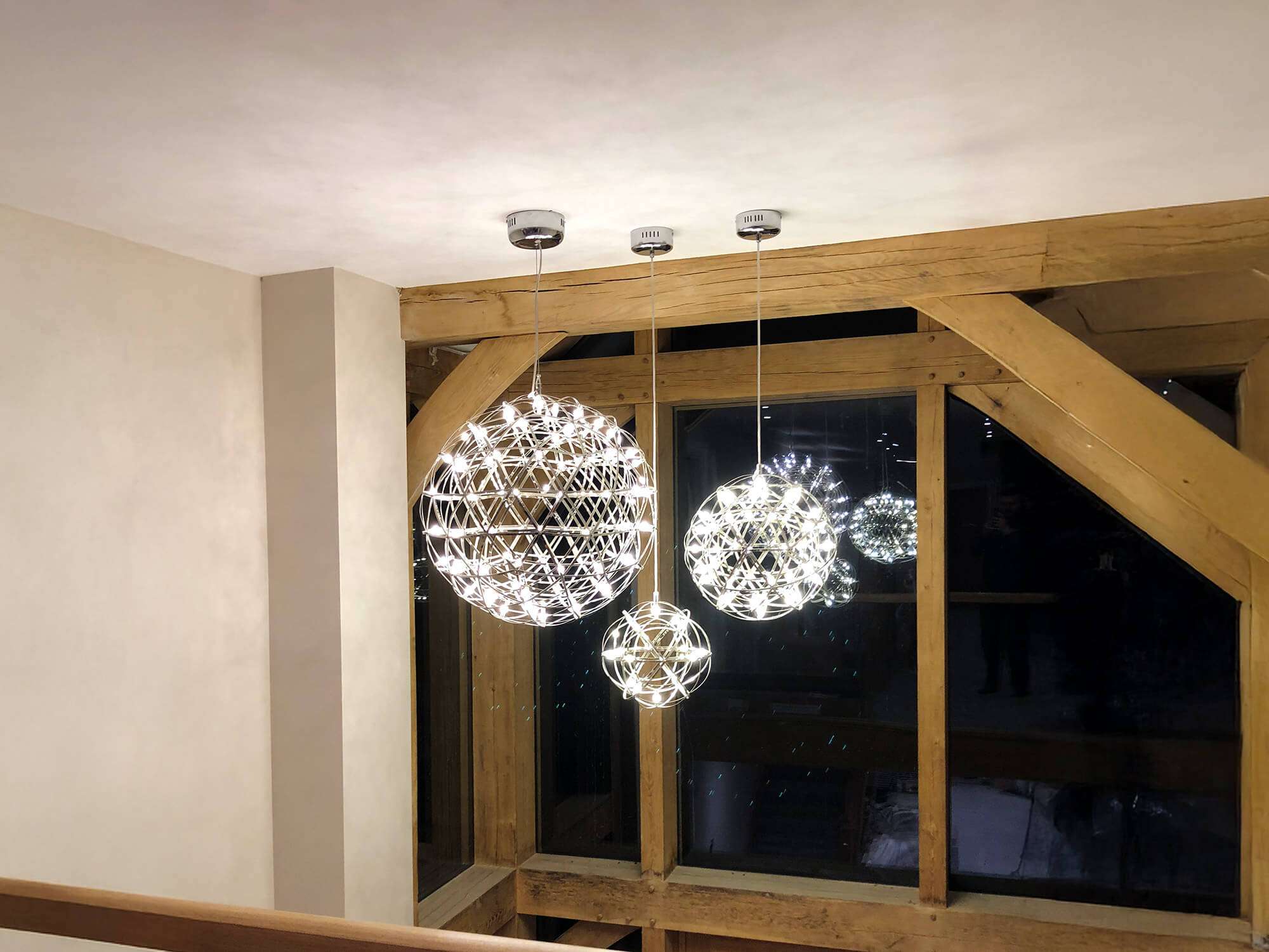 Feature lighting installation in a stairwell by LH Electrical