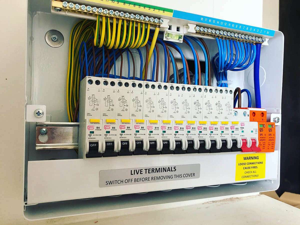 Consumer unit wiring checked during a maintenance visit by LH Electrical