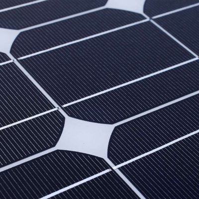 Close-up detail of monocrystalline solar cells
